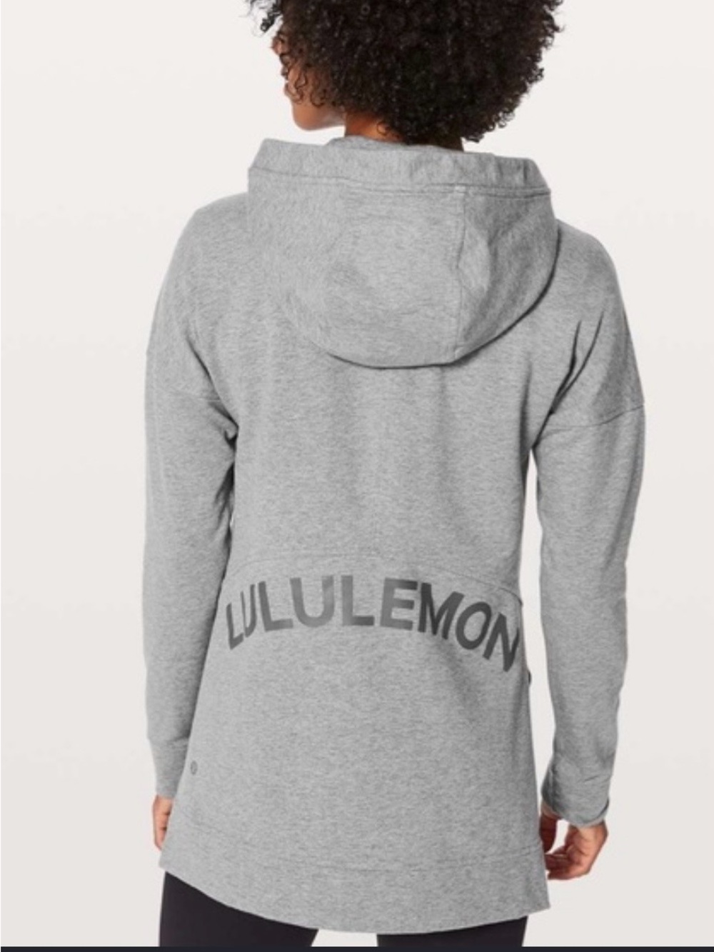 Lululemon Cut Above Logo Print Gray Long Line Hoodie Activewear Casual Workout 6